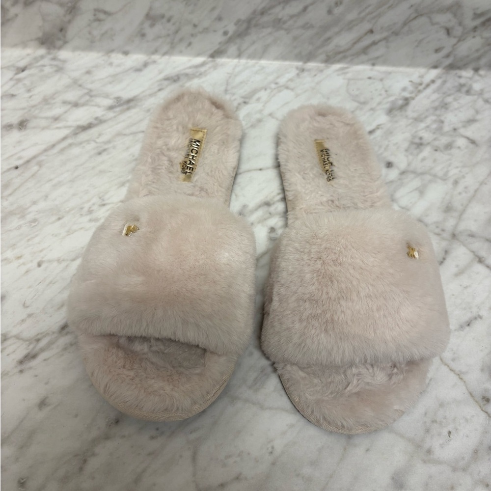 Michael Kors Faux-Fur Slide Slippers in Blush